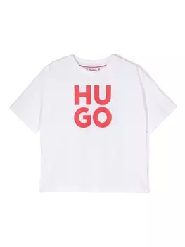 HUGO KIDS футболка с логотипом, белый