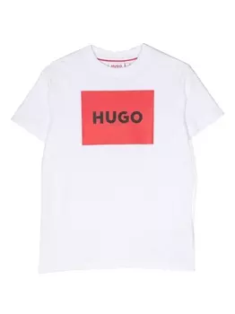 HUGO KIDS футболка с логотипом, белый