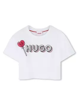 HUGO KIDS футболка с логотипом, белый
