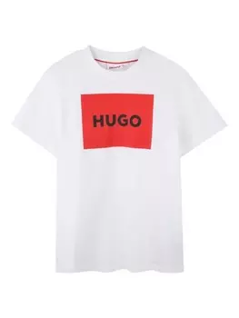 HUGO KIDS футболка с логотипом, белый
