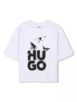 HUGO KIDS футболка с логотипом, белый