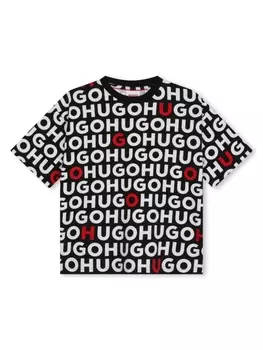 HUGO KIDS футболка с логотипом, черный