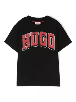 HUGO KIDS футболка с логотипом, черный