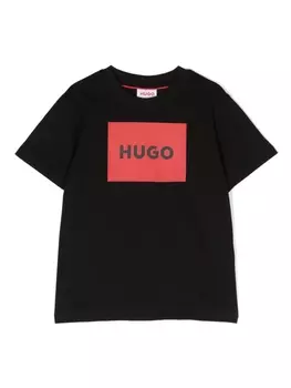 HUGO KIDS футболка с логотипом, черный