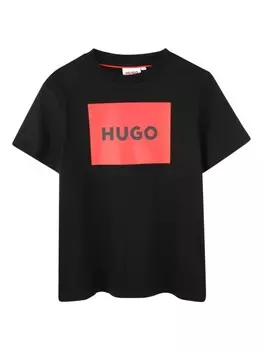 HUGO KIDS футболка с логотипом, черный