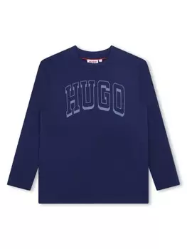 HUGO KIDS футболка с логотипом, синий