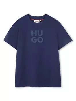 HUGO KIDS футболка с логотипом, синий