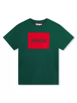 HUGO KIDS футболка с логотипом, зеленый