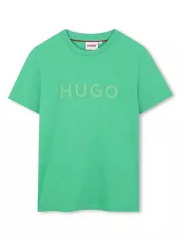 HUGO KIDS футболка с логотипом, зеленый