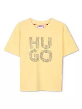 HUGO KIDS футболка с логотипом, желтый