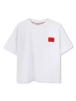 HUGO KIDS футболка с нашивкой-логотипом, белый