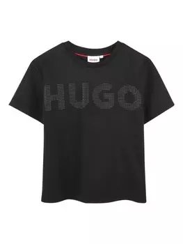 HUGO KIDS футболка, украшенная кристаллами, черный