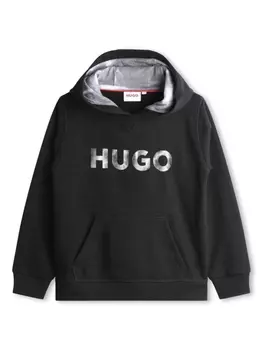 HUGO KIDS худи с логотипом, черный