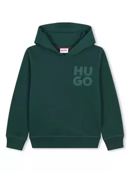 HUGO KIDS худи с логотипом, зеленый