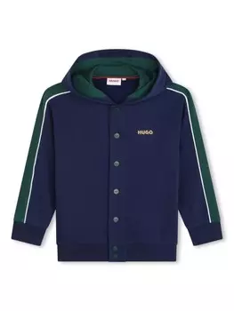 HUGO KIDS худи со вставками и логотипом, синий