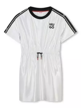 HUGO KIDS платье с логотипом и завязками, белый