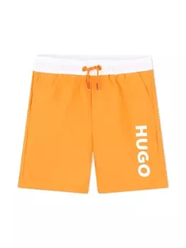 HUGO KIDS плавки-шорты с логотипом, оранжевый