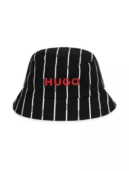 HUGO KIDS полосатая панама с логотипом, черный