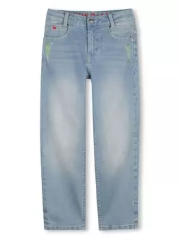 HUGO KIDS прямые джинсы с нашивкой-логотипом, синий