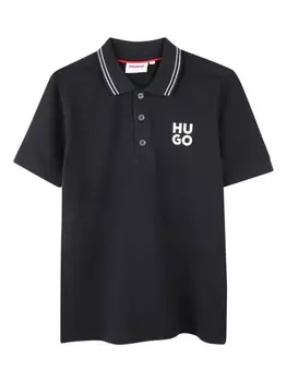 HUGO KIDS рубашка поло с логотипом, черный