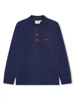 HUGO KIDS рубашка поло с логотипом, синий