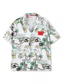 HUGO KIDS рубашка с принтом, белый