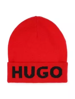 HUGO KIDS шапка бини с логотипом, красный