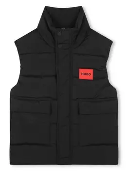 HUGO KIDS стеганый жилет с логотипом, черный