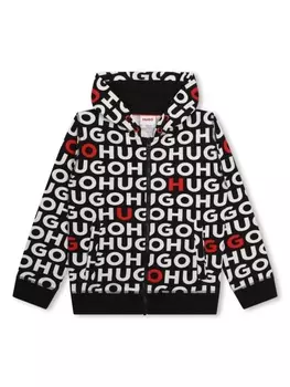 HUGO KIDS толстовка на молнии с логотипом, черный