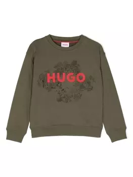 HUGO KIDS толстовка с логотипом, зеленый
