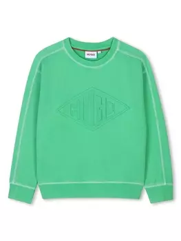HUGO KIDS толстовка с тисненым логотипом, зеленый