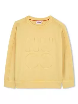 HUGO KIDS толстовка с тисненым логотипом, желтый