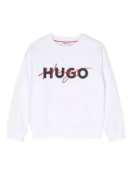 HUGO KIDS толстовка с вышитым логотипом, белый