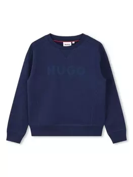 HUGO KIDS толстовка с вышитым логотипом, синий