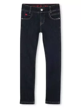 HUGO KIDS зауженные джинсы с нашивкой-логотипом, черный