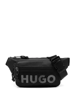 HUGO поясная сумка с контрастным логотипом, черный