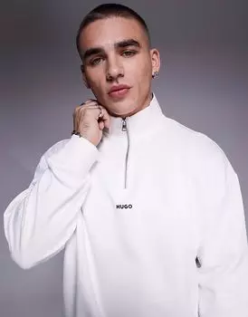 HUGO Red - Durty - Толстовка с застежкой-молнией на половину длины в бежевом цвете