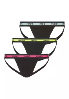 HUGO Стринги для нижнего белья "JOCKSTR TRIPL PLANET" (3 шт.), с вырезами Hugo Underwear, черный
