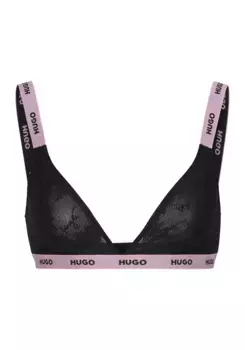 HUGO Underwear бюстгальтер треугольной формы "TRIANGLE SPORTY LACE", с манжетами с логотипом, черный