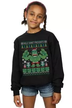 Hulk Want Presents Толстовка Fair Isle Marvel, черный