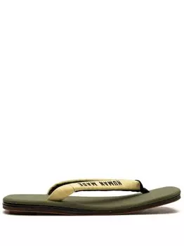 Human Made льняные шлепанцы с логотипом, зеленый