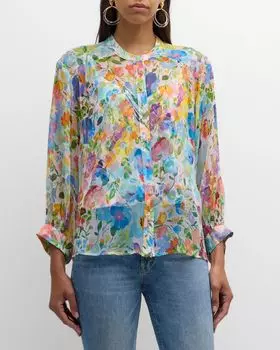 Hunni Шелковая шифоновая блузка с цветочным принтом Johnny Was, цвет Wild Blooms