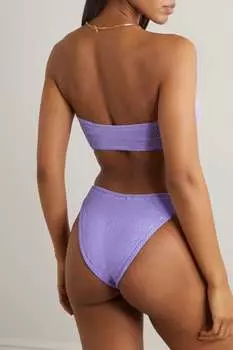 HUNZA G бикини-бандо Nicole из сирсакера с вырезами, сиреневый