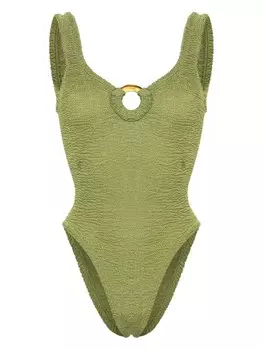 Hunza G купальник Celine из сирсакера, зеленый