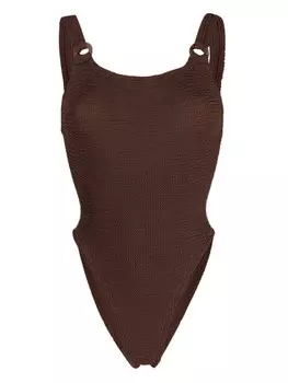Hunza G купальник Domino из сирсакера, коричневый