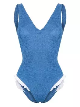 Hunza G купальник Lisa с жатым эффектом, синий
