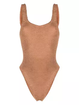 Hunza G купальник с жатым эффектом, коричневый