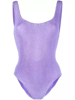 Hunza G купальник в рубчик с квадратным вырезом, фиолетовый