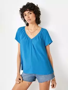 hush Sian Топ с v-образным вырезом и сборками, ярко-синий
