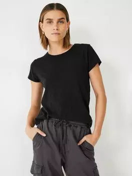 hush Slim Fit Хлопковая футболка с круглым вырезом, черный